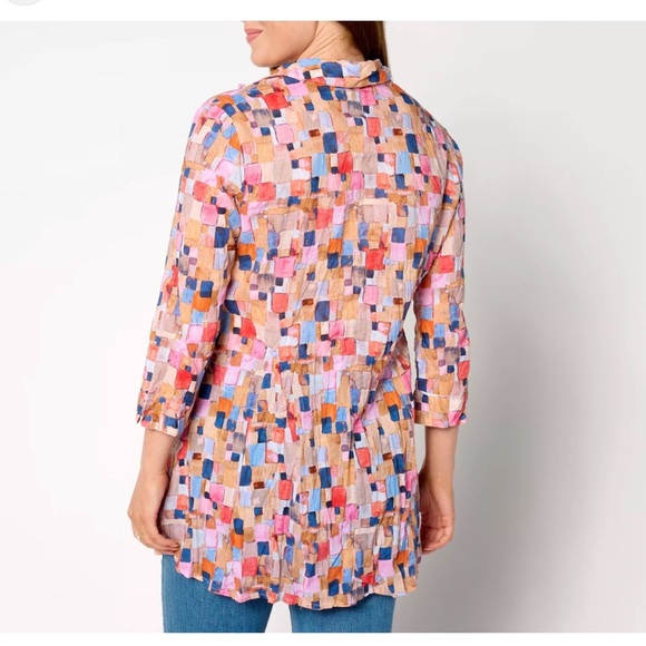 NIC+ZOE Printed Crinkle Button Front Tunic - Picture 11 of 12